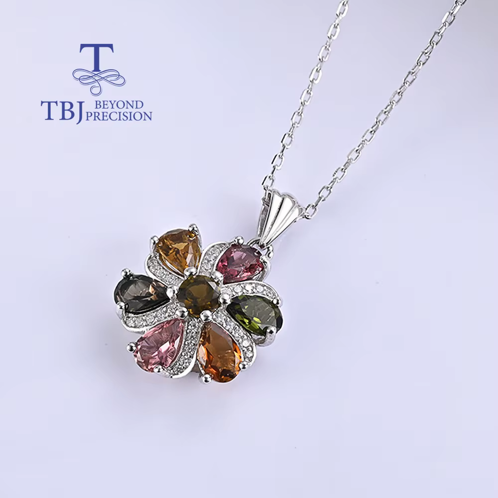 Collier pendentif en argent 925 avec tourmaline naturelle 3