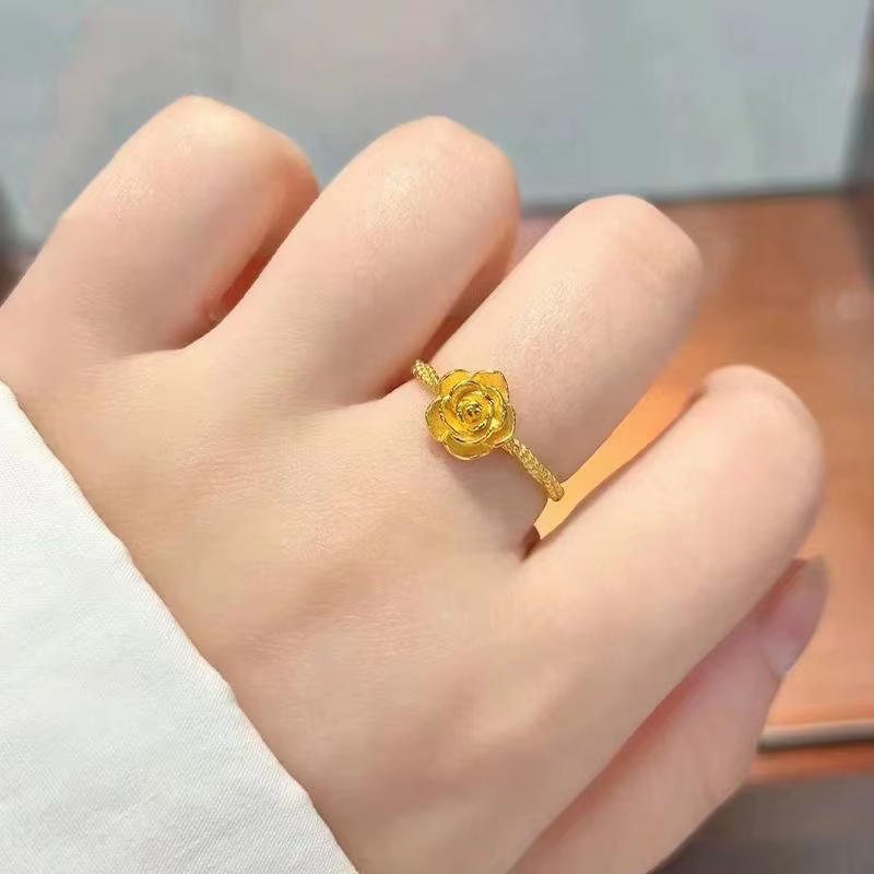 Bague rose luxueuse en or 24 carats 9999 pour femme