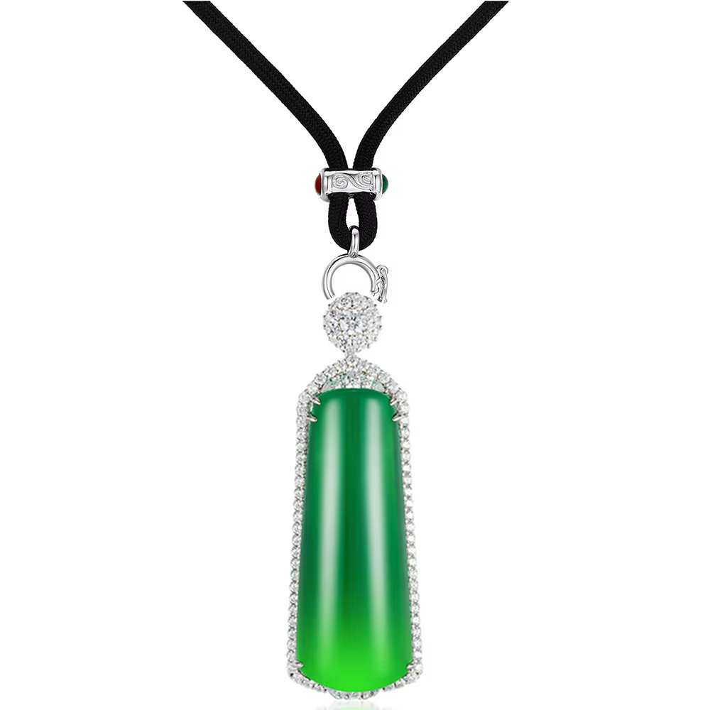 WUIHA Vintage 100% 925 argent Sterling laboratoire saphir Jade haute teneur en carbone diamant pierres précieuses pendentif collier bijoux fins en gros