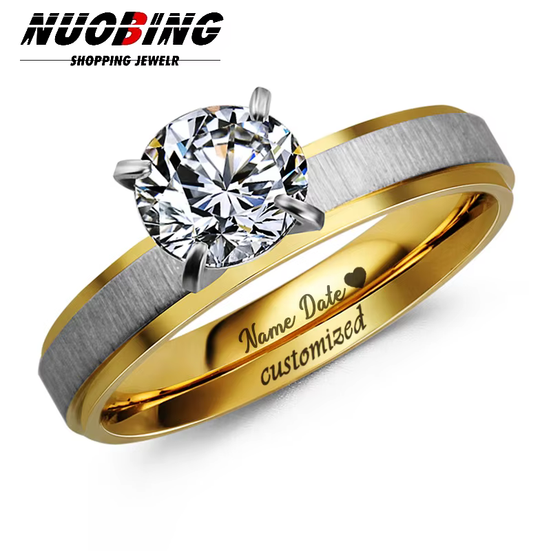 Bague personnalisée en diamant taille ronde