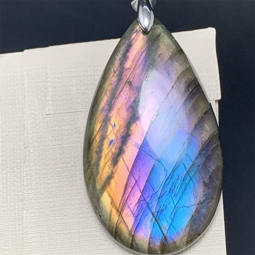 Pendentifs en Labradorite colorés naturels aurore uniques pour femmes, superbe perle de Labrador lumineuse arc-en-ciel, vibrations inhabituelles, bijoux en Labradorite