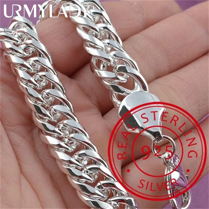Bracelet carré en argent Sterling 925 pour femmes et hommes