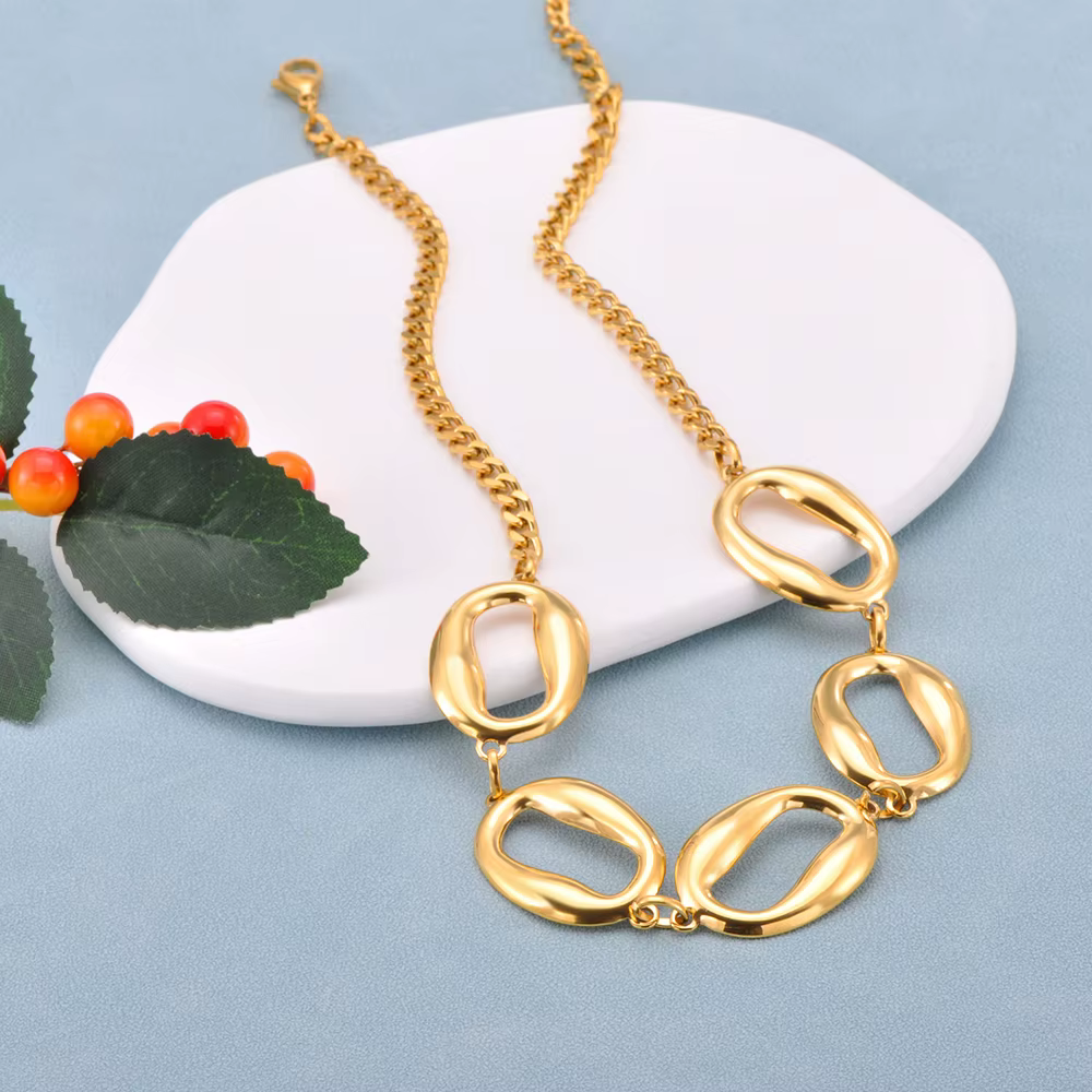 AENINE – collier ovale creux Vintage pour femmes