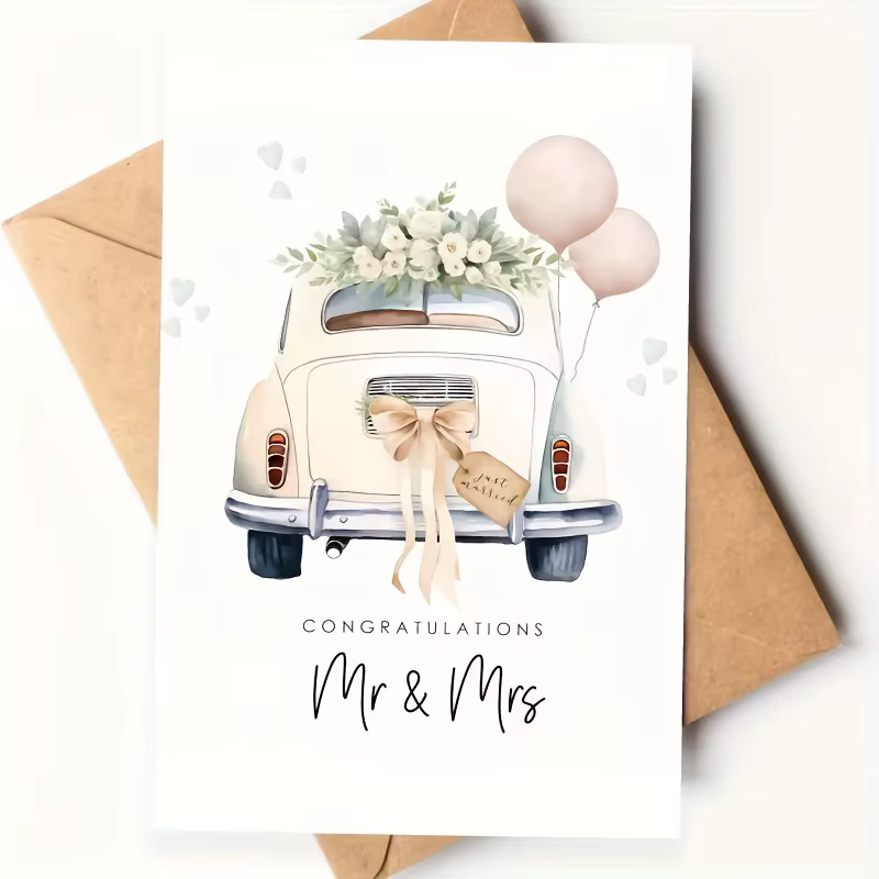 1 pièce Carte d'invitation de mariage rétro