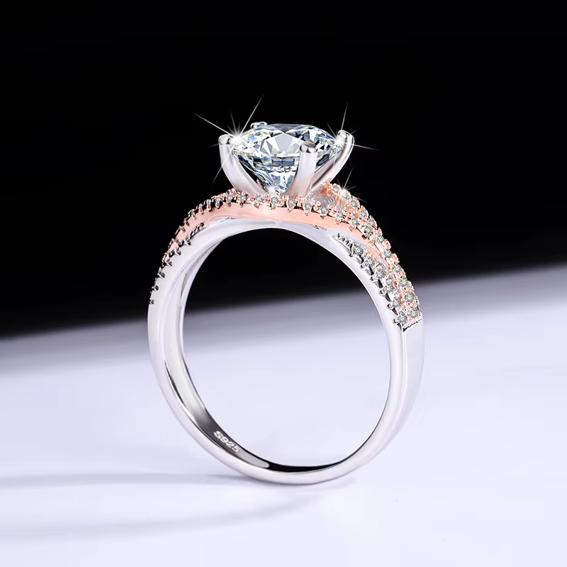 Bague en argent sterling S925 avec moissanite