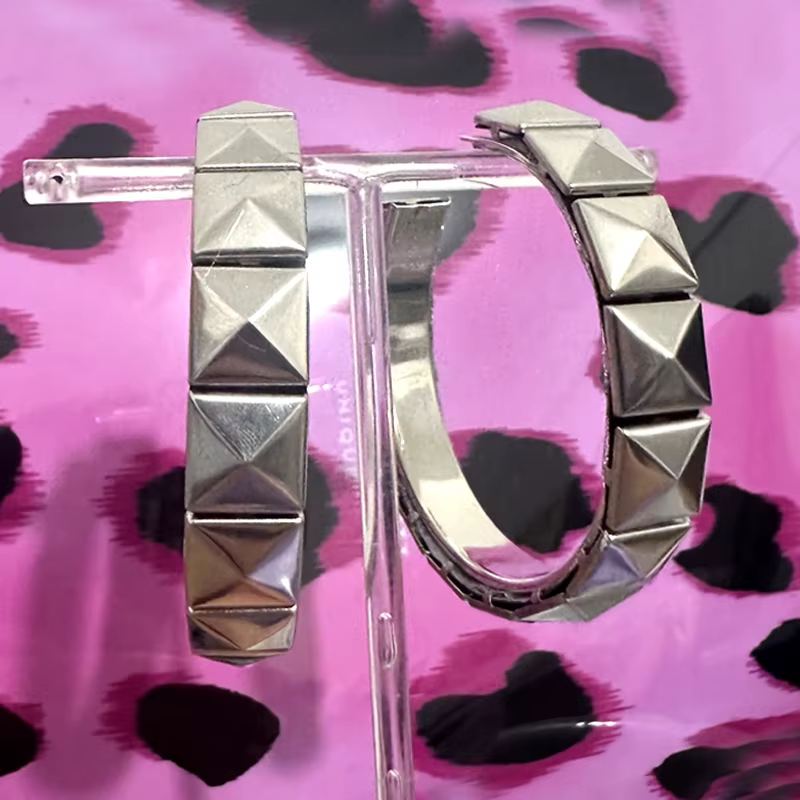 Boucles d'oreilles géométriques 3D en argent pour femmes