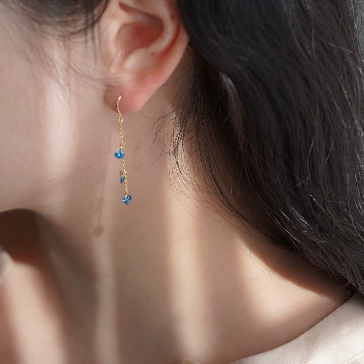 Boucles d'oreilles pendantes en argent 925 plaqué or 14K
