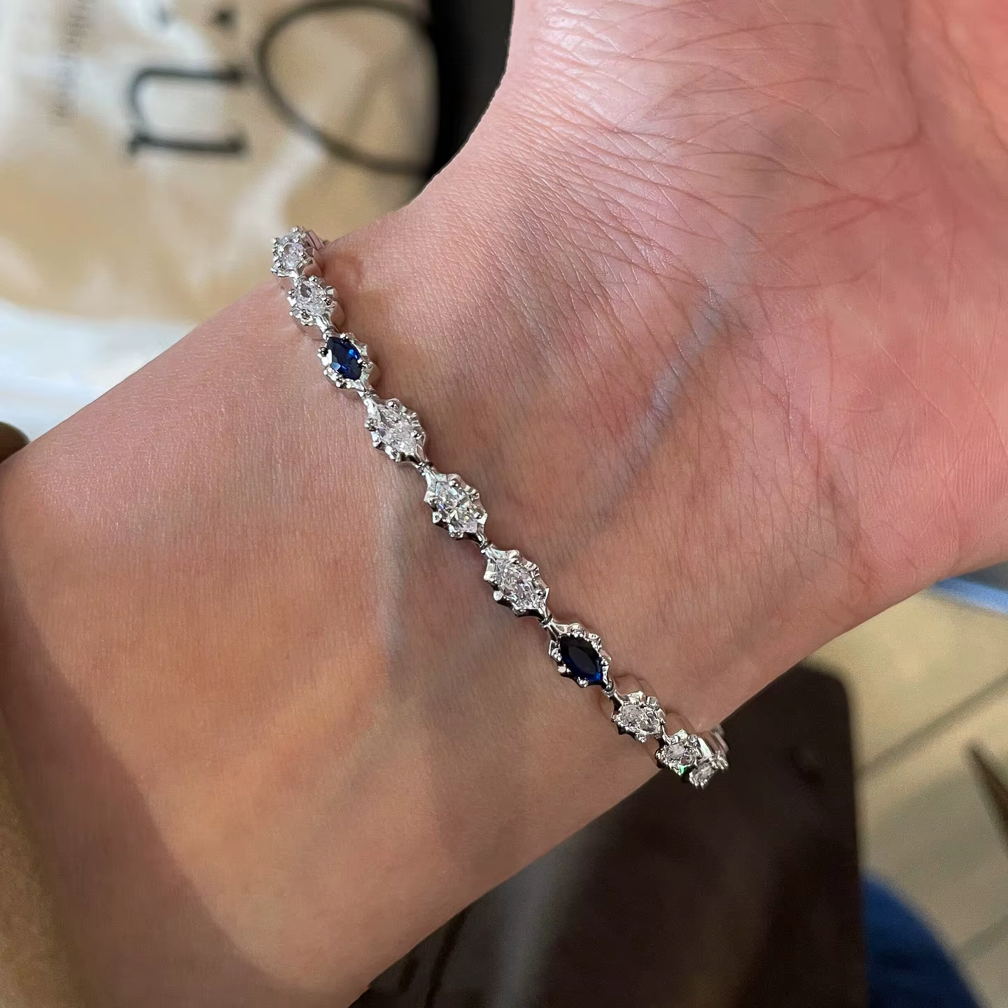 Nouveaux ensembles de bijoux bleus en diamants incrustés de haute qualité