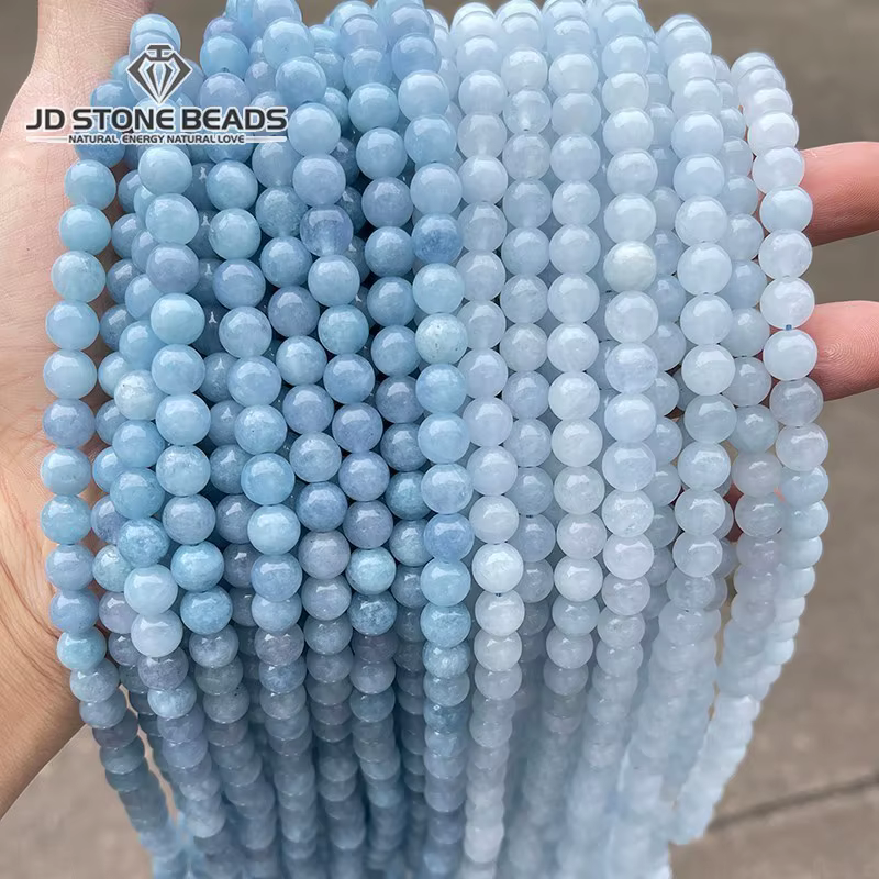 Perles de Calcédoine Bleu de Mer Naturelle
