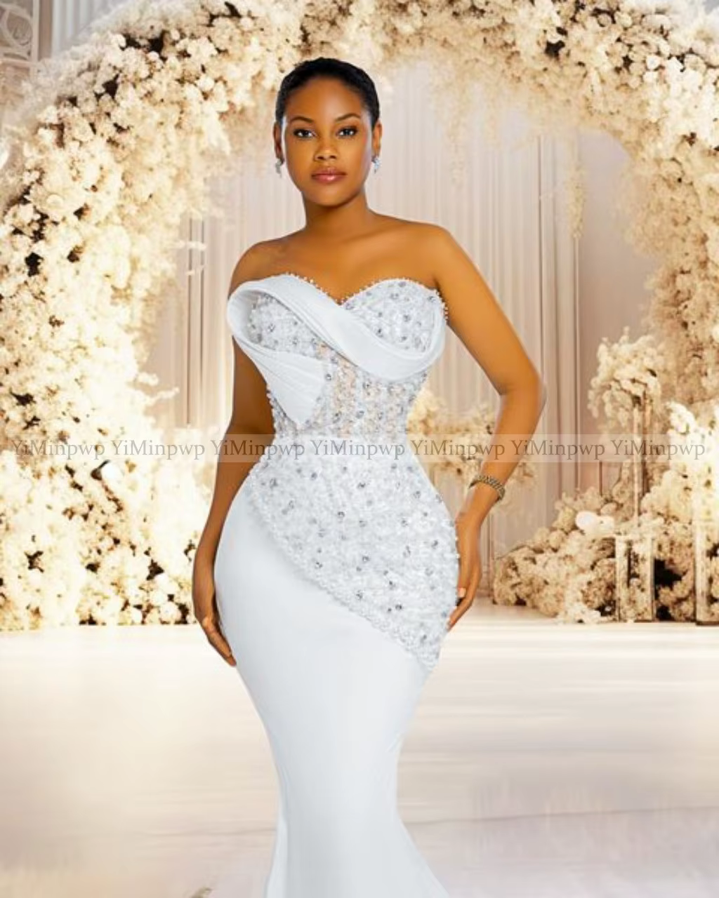 Robe de mariée sirène avec fermeture à lacets pour mariée