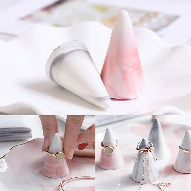 * 1PC anneau présentoir plateau en céramique bijoux stockage doigt cône