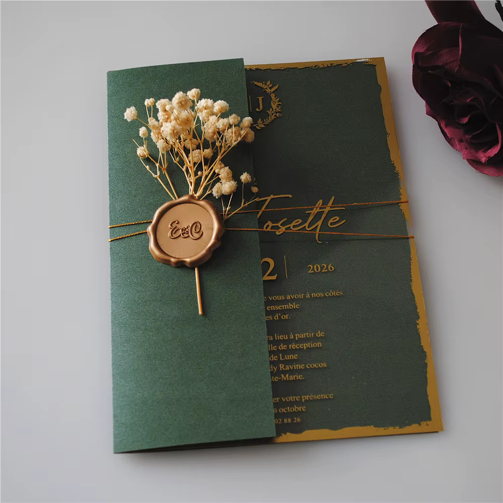 Carte d'invitation de mariage imprimée en PVC