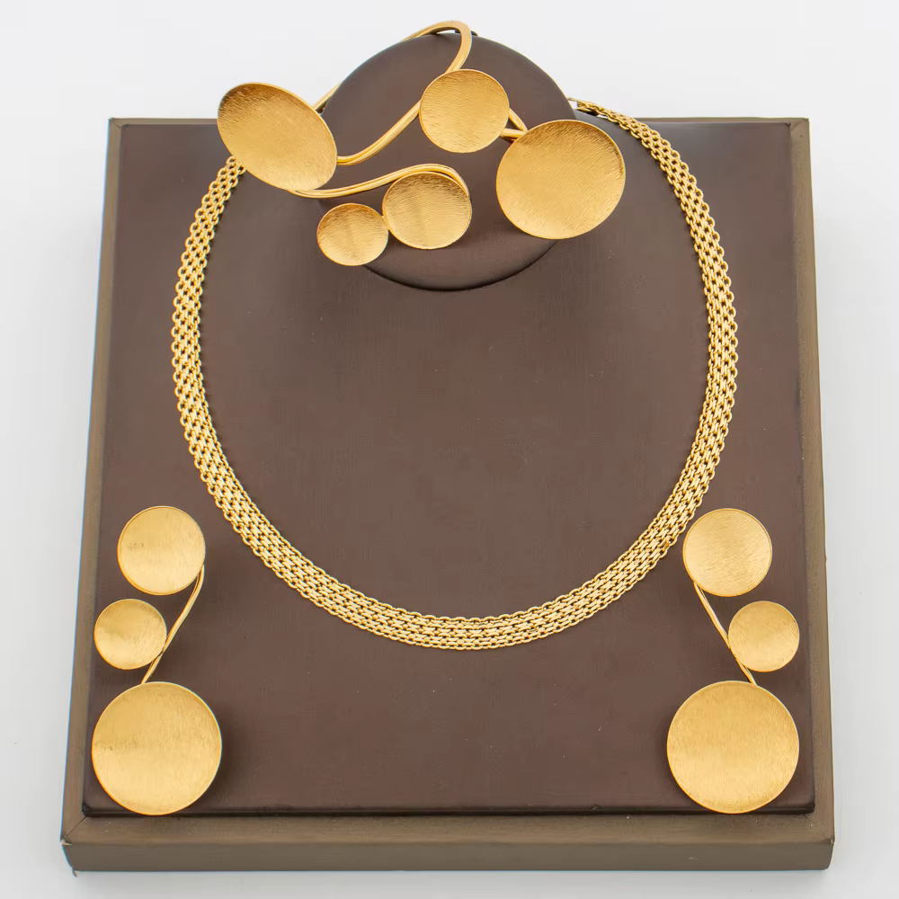 Ensemble de bijoux de luxe plaqué or de Dubaï pour femmes