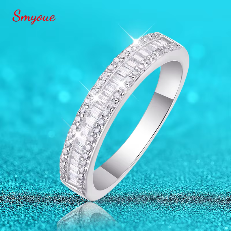 Smyoe-Bagues Moissnaite en argent regardé S925 pour femme