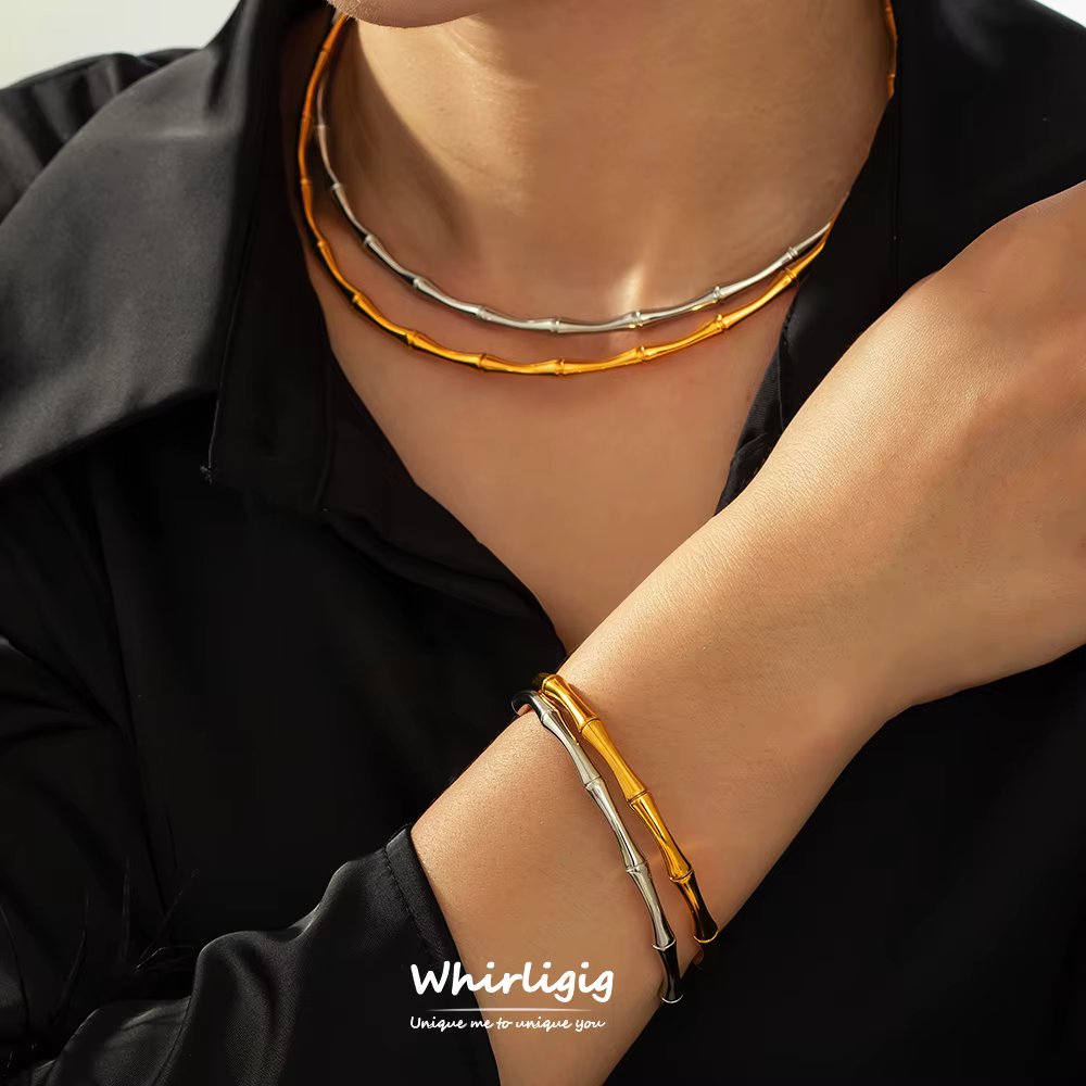 Colliers, bracelets et boucles d'oreilles créoles ethniques en acier inoxydable plaqué or
