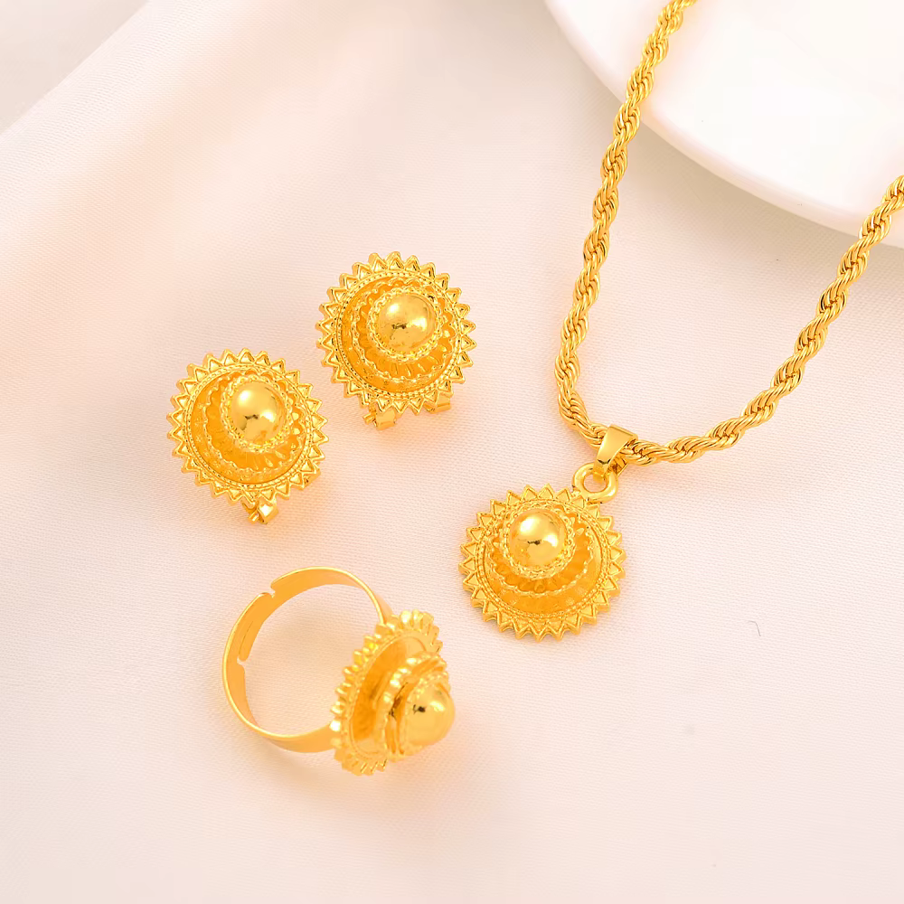 Ensemble de bijoux éthiopiens en or pour femmes