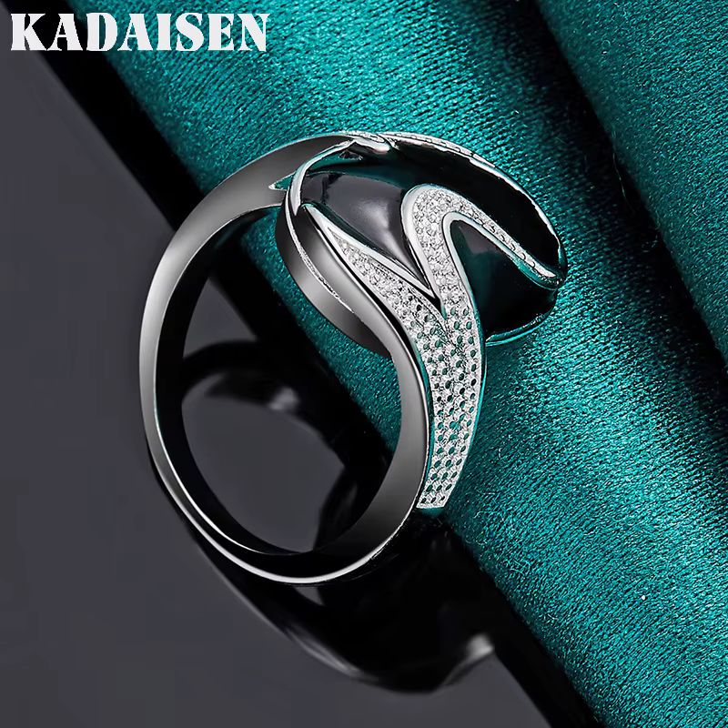 Argent sterling 925, obsidienne ronde 7-10 # Bague pour femme