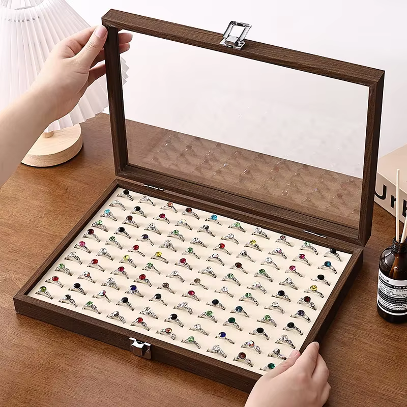 Boîte à bijoux de luxe en noyer avec couvercle