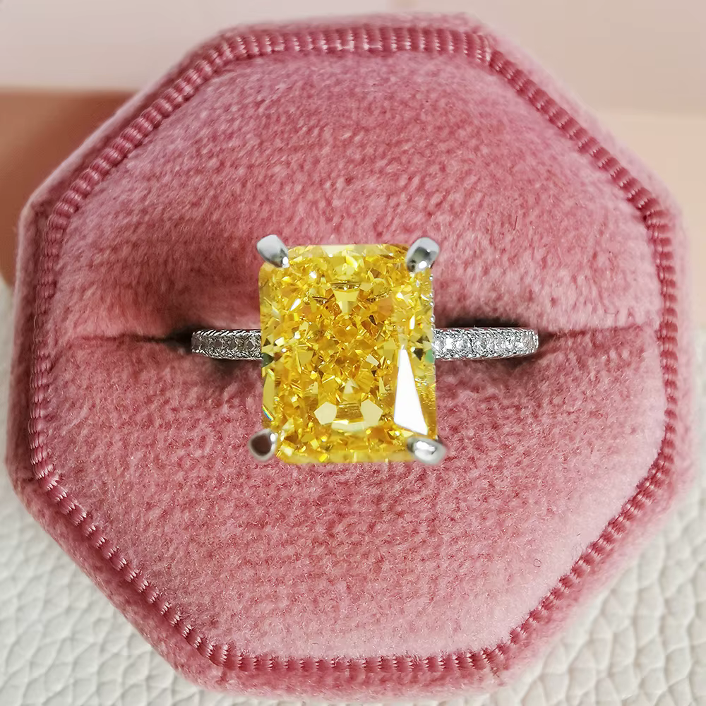 Moonso-Bague de fiançailles rectangulaire jaune pour femme