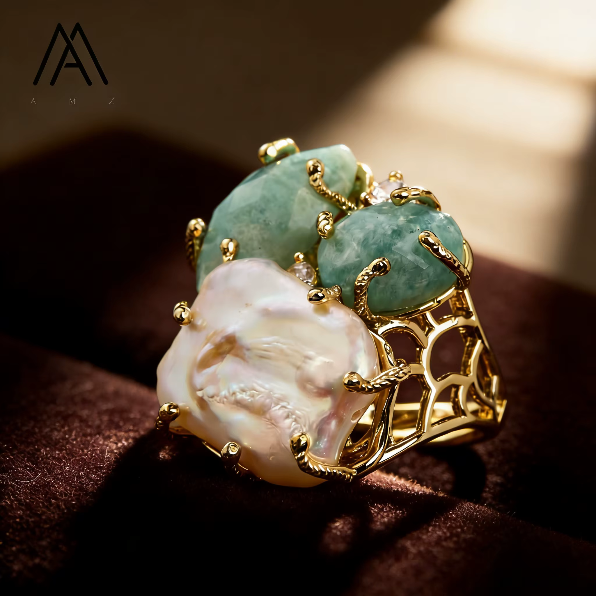 Bagues en cristal plaqué or avec diamant taille marquise