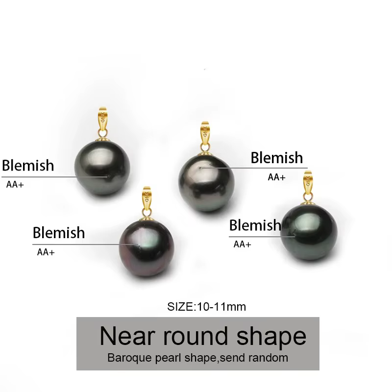 Pendentif en perles de tahiti noires naturelles pour femmes