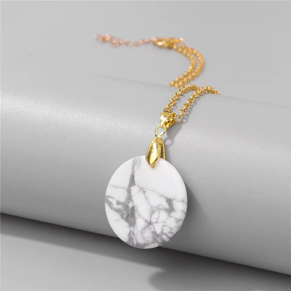 Collier pendentif en forme de tranche ronde pour hommes et femmes