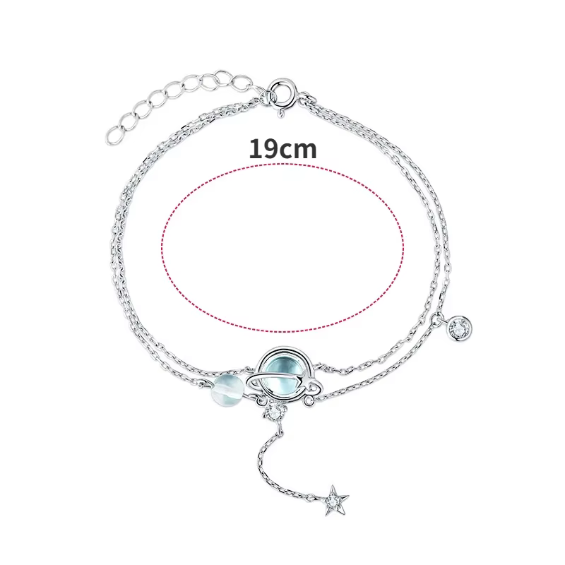 Double Bracelet en argent Sterling 925 de 19CM