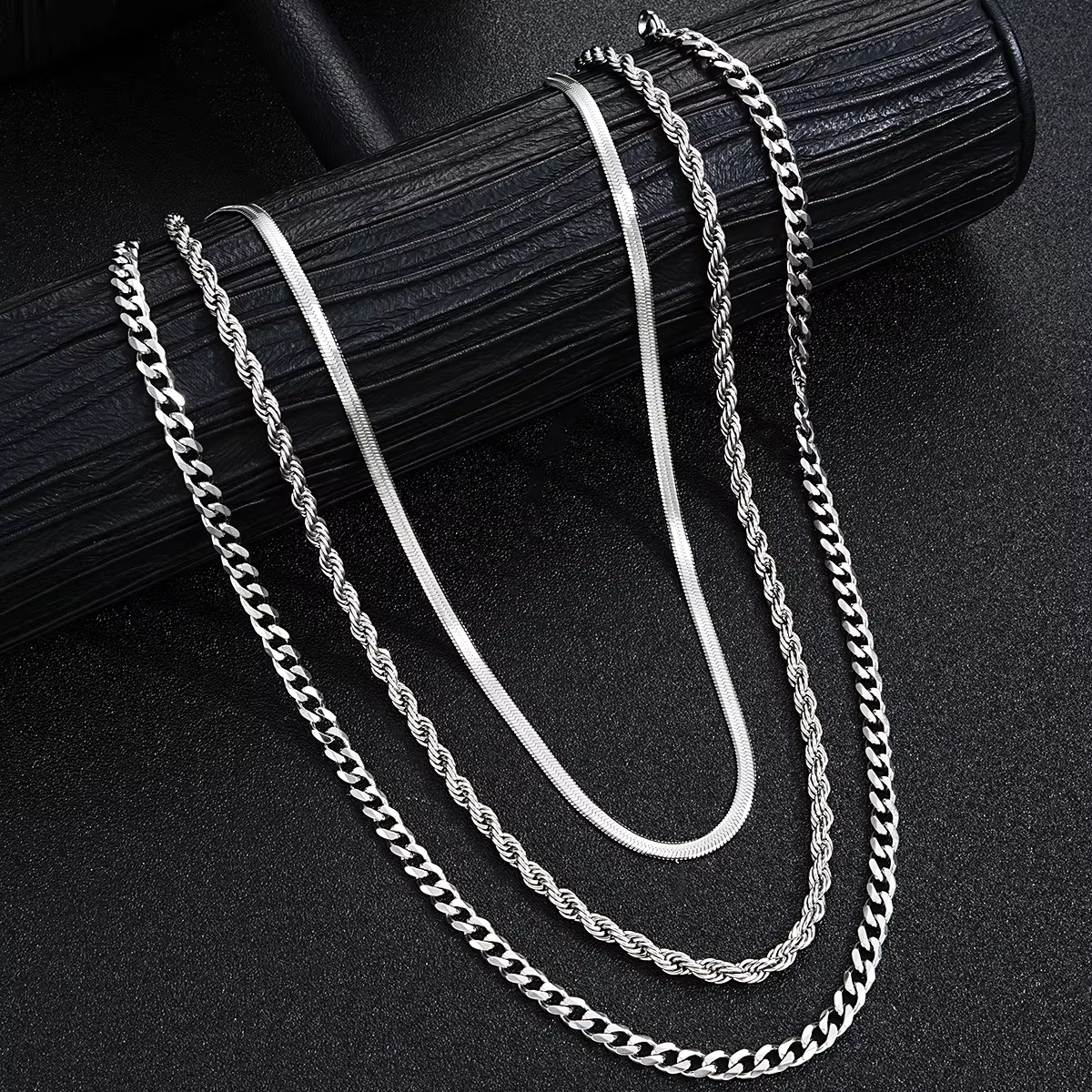 Ensemble de bijoux simples en acier inoxydable pour hommes