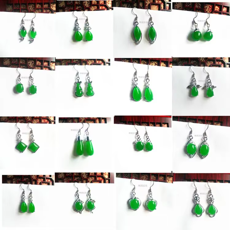 Boucles d'oreilles en Jade vert