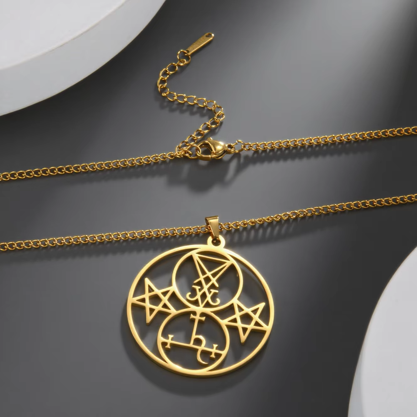 EUEAVAN Sigil de Lilith sceau collier en acier inoxydable mode salomon amulette pendentif collier pour femmes hommes Judaïsme bijoux cadeau