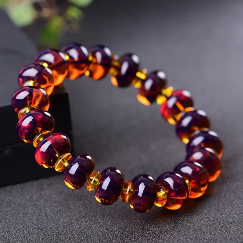 Bracelet violet avec certificat baltique ambre, pierre originale, perles d'ambre, pour hommes et femmes, Bracelets en cire d'abeille, bijoux cadeaux