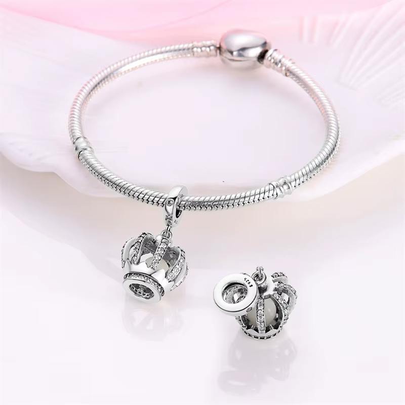 925 argent sterling original couronne lumineuse perles breloque bracelet à bricoler soi-même collier fiançailles anniversaire bijoux cadeau
