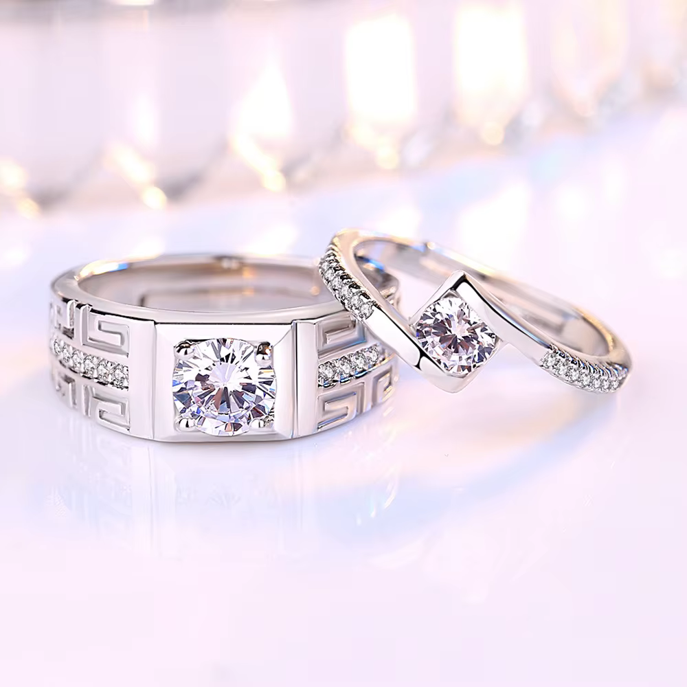 Charmante bague en argent sterling 925 avec zircon de luxe pour hommes et femmes