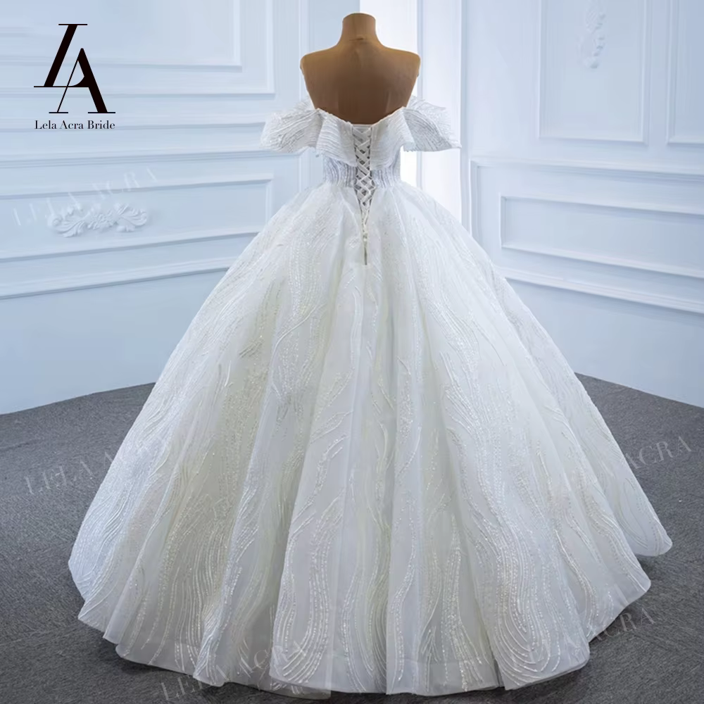 Magnifique robe de mariée sans manches hors de l'épaule chérie princesse