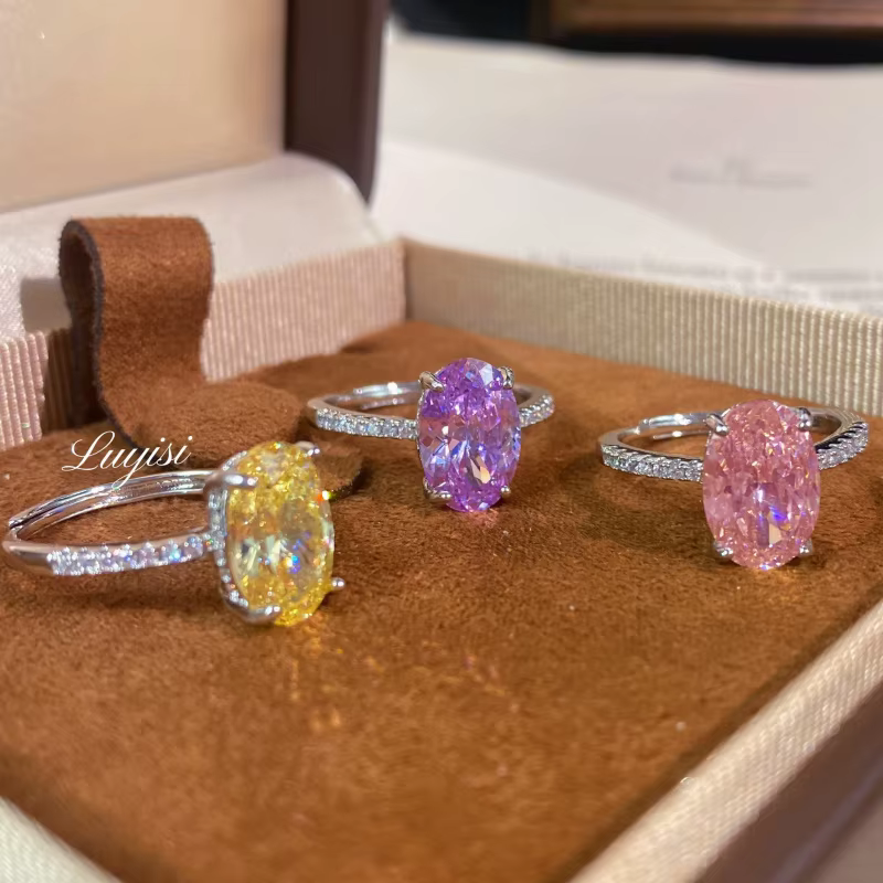 Bague de fiançailles en cristal rose ronde