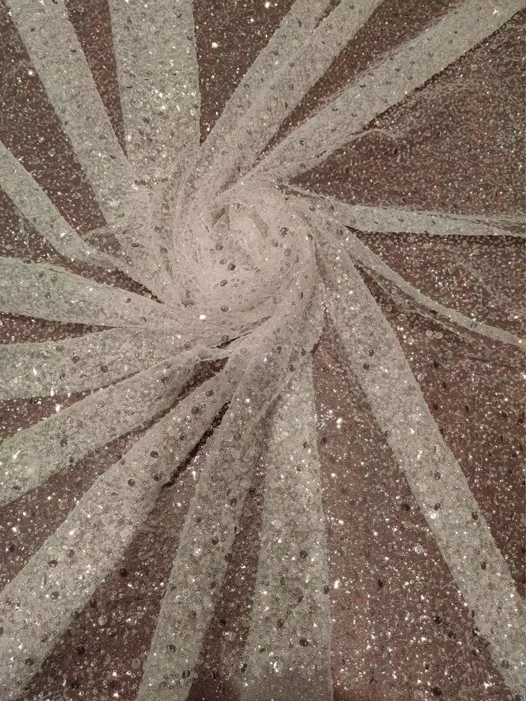Tissu de mariage en dentelle douce et scintillante