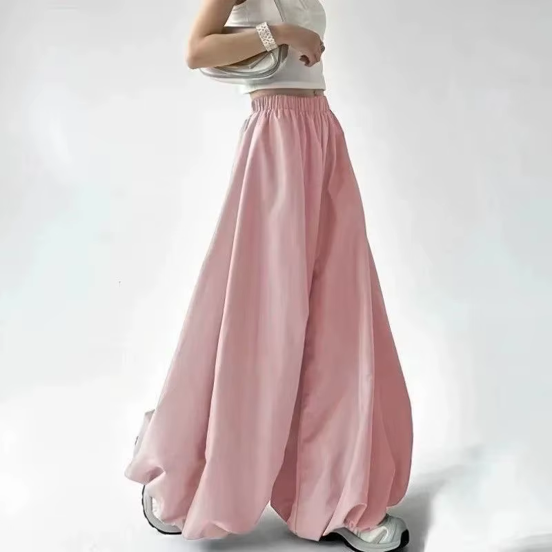 Pantalon large pour femme, taille haute, fluide, style ballon
