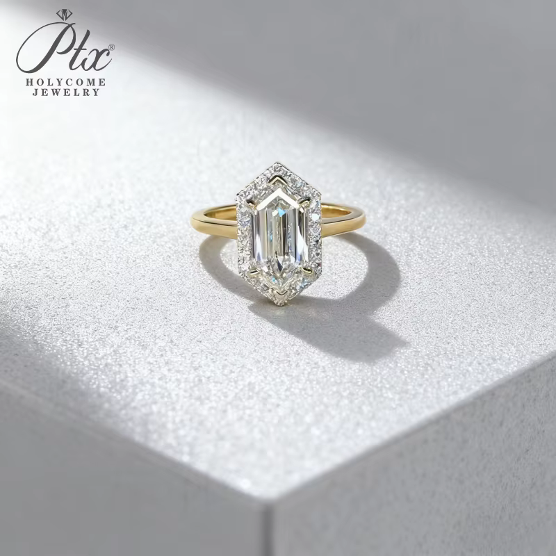 Bague bouclier Moissanite diamant rubis saphir hexagone 925 alliance en argent sterling ​ bijoux pour femme Cadeaux