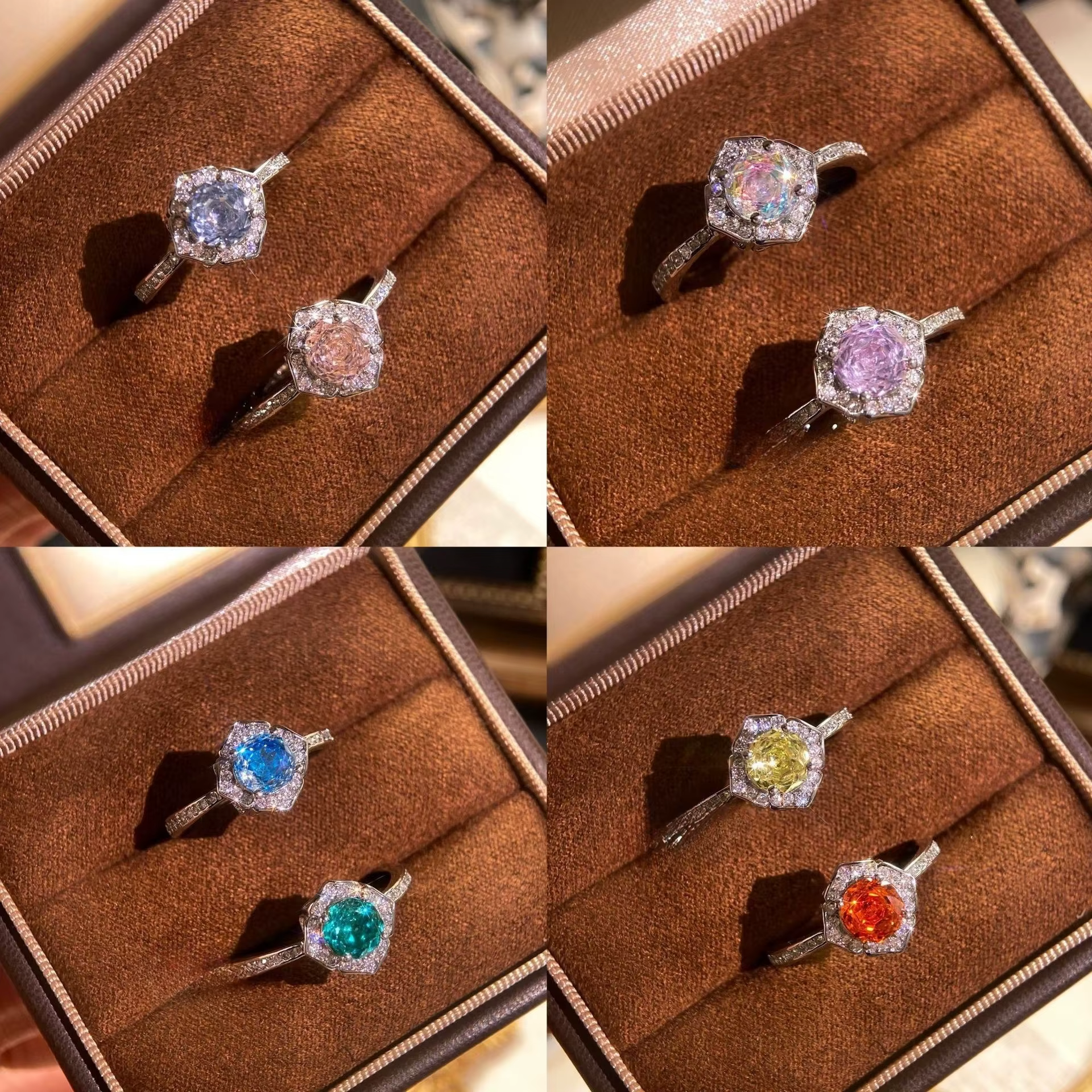 Bague ouverte en argent pur 925 avec rose du millénaire