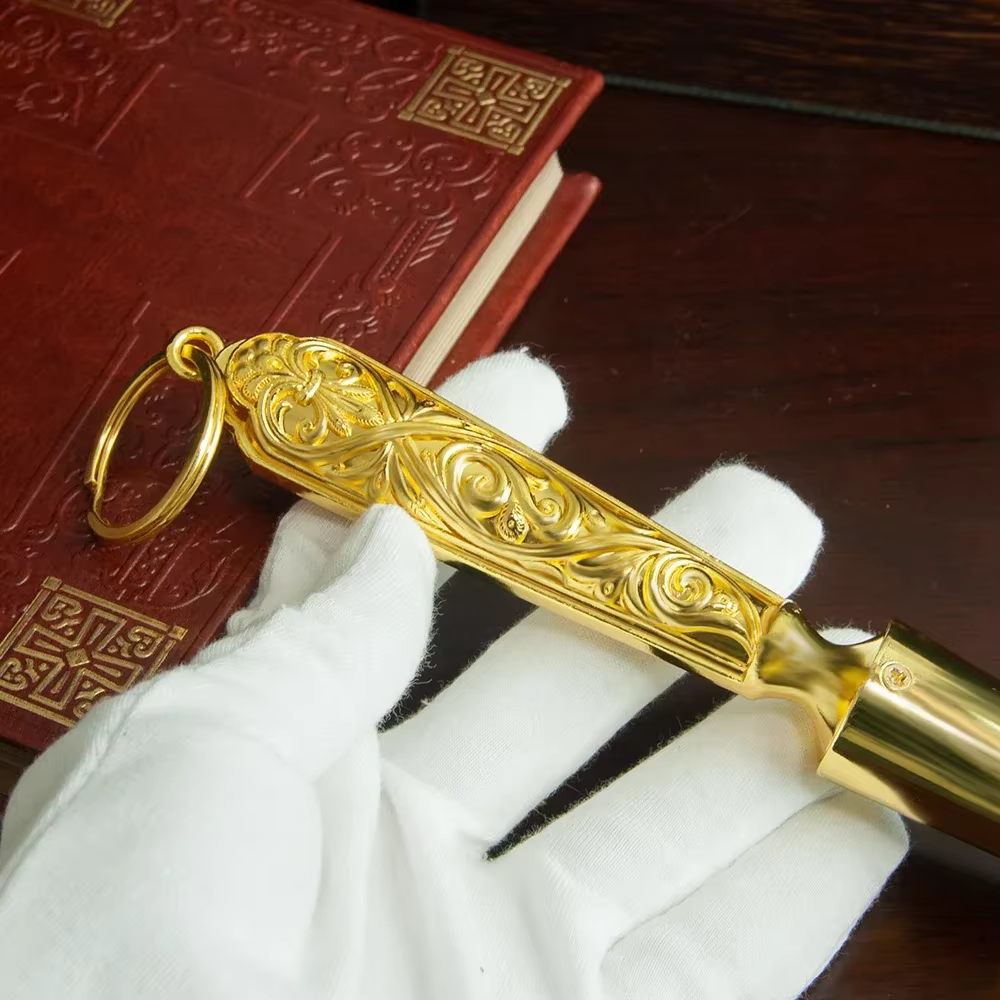Aspergillum liturgique orthodoxe plaqué or de luxe pour la liturgie de l'église