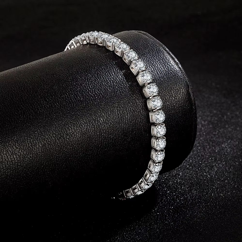 Bracelet en argent Sterling 925 pour femmes, chaîne en Zircon, mode Simple, fiançailles, mariage, Glamour, bijoux 4MM 17.5CM