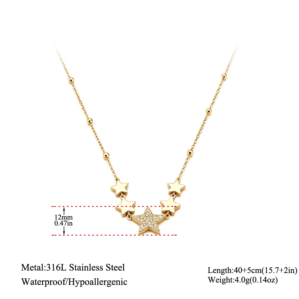 JeeMango – collier avec pendentif étoile en Zircon brillant pour femmes, chaîne en acier inoxydable plaqué or, bijoux à la mode, cadeaux N26062