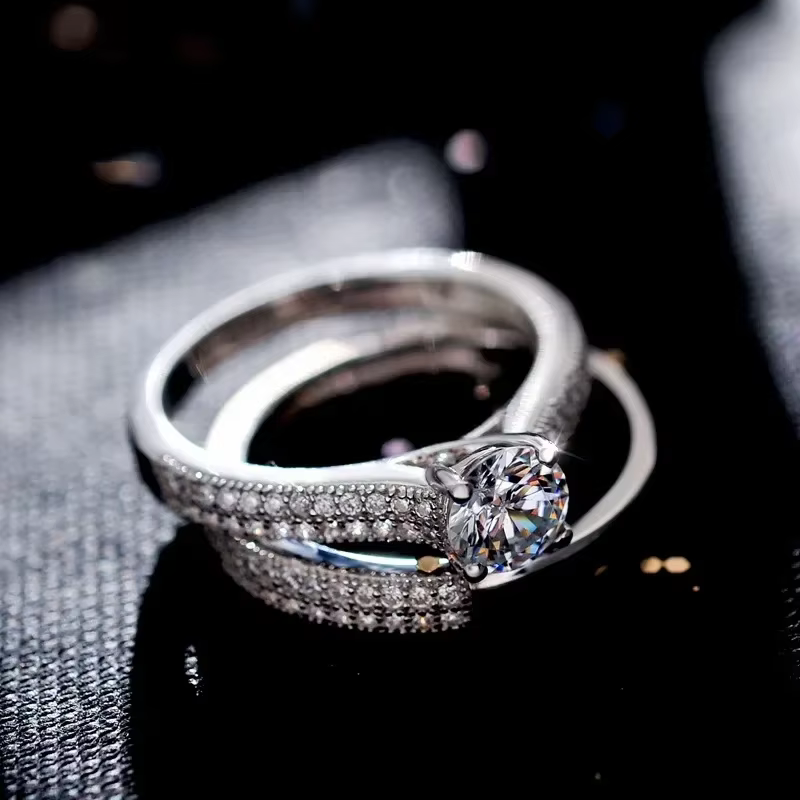 Nouveau 925 bague en argent Sterling deux en un AAAAA Zircon
