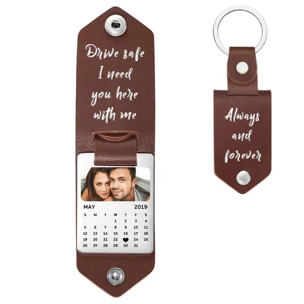 Porte-clés en cuir avec photo personnalisée