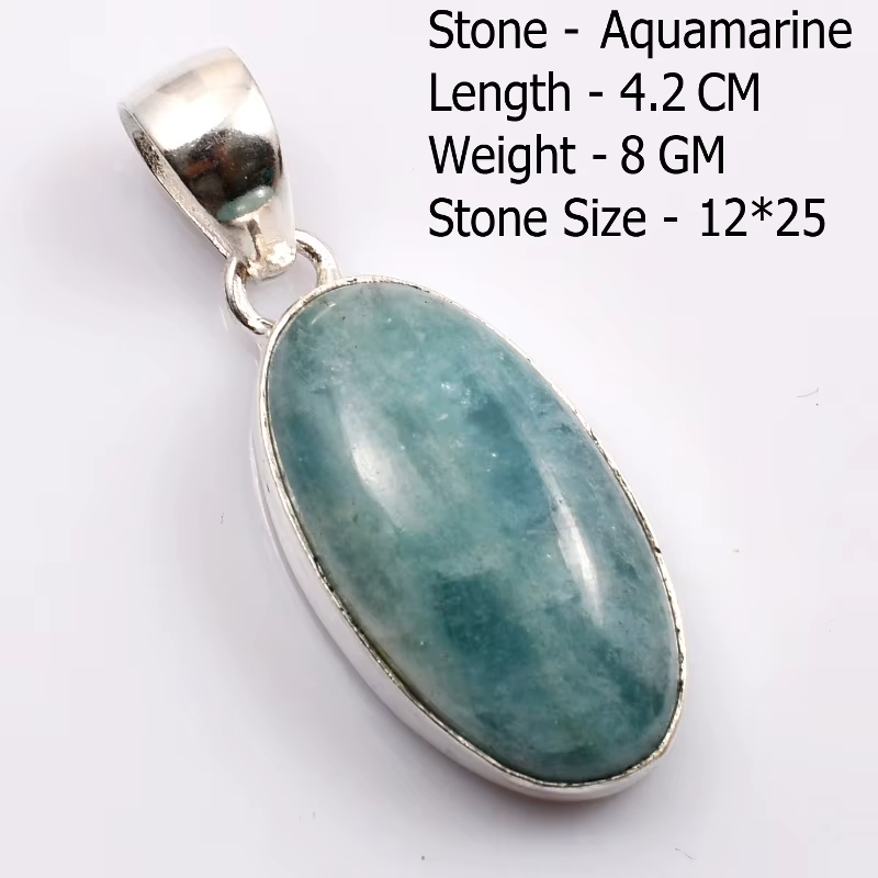 Pendentif en aquamarine véritable, fait à la main, bijoux pour femmes, cadeau