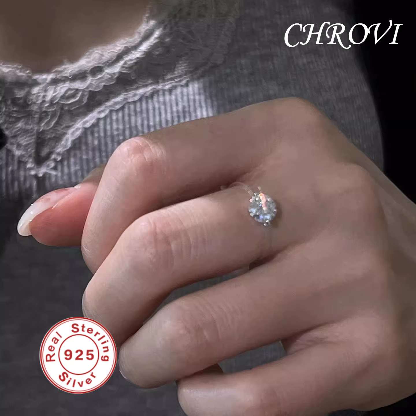 Bague en argent sterling 925 « Larme de sirène »
