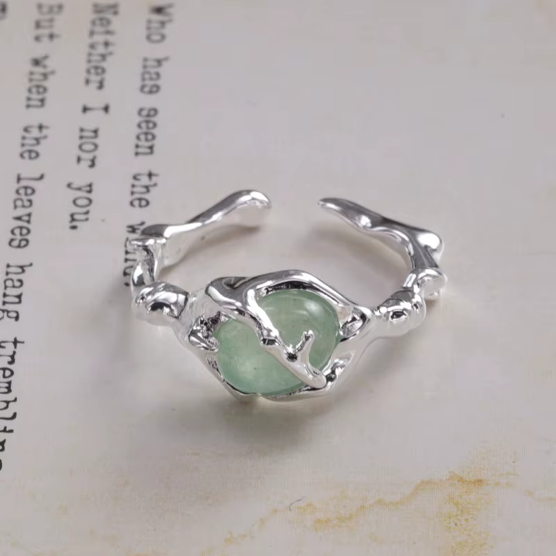 Bague en argent sterling 925 avec jade Hetian effet lave liquide et bambou, pour femme et jeune fille, cadeau, bijoux vintage irréguliers, dropshipping, vente en gros