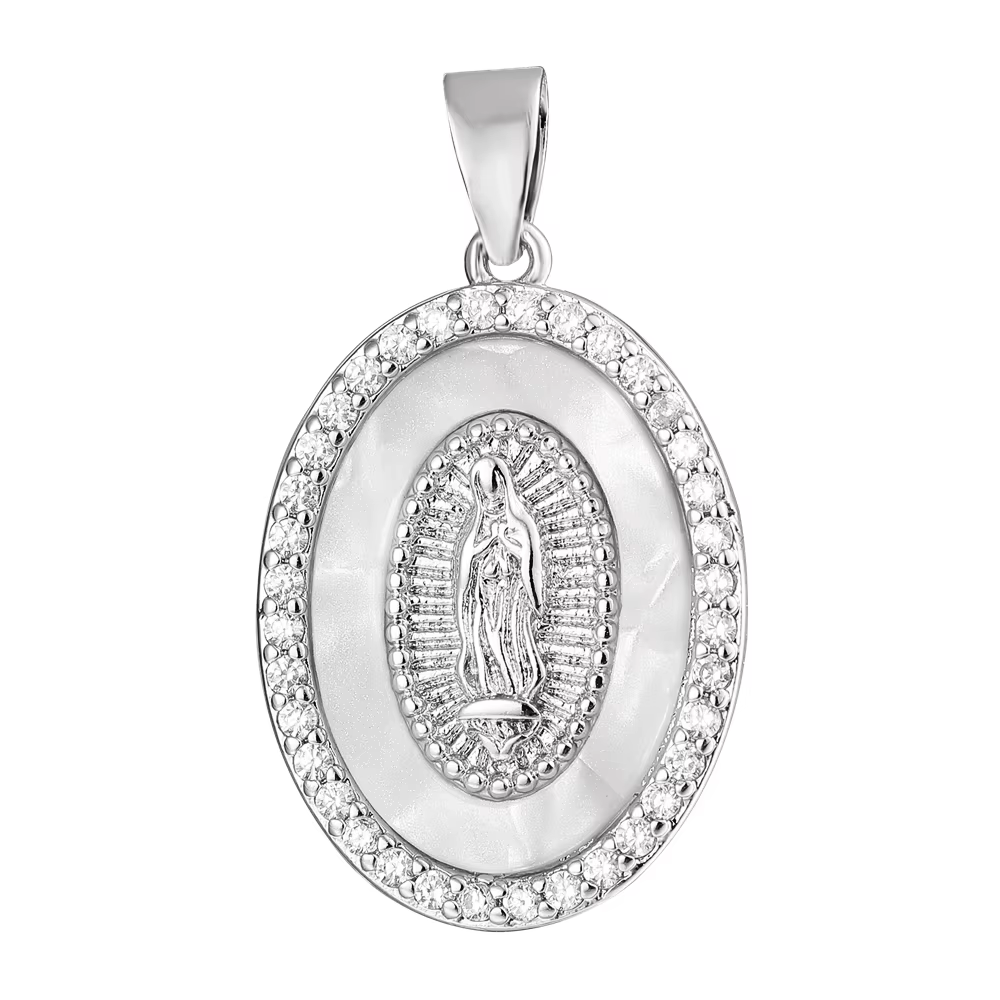 Juya 18K plaqué or perle coquille émail chrétien Saint vierge marie breloques pour bricolage chapelet religieux pendentif fabrication de bijoux