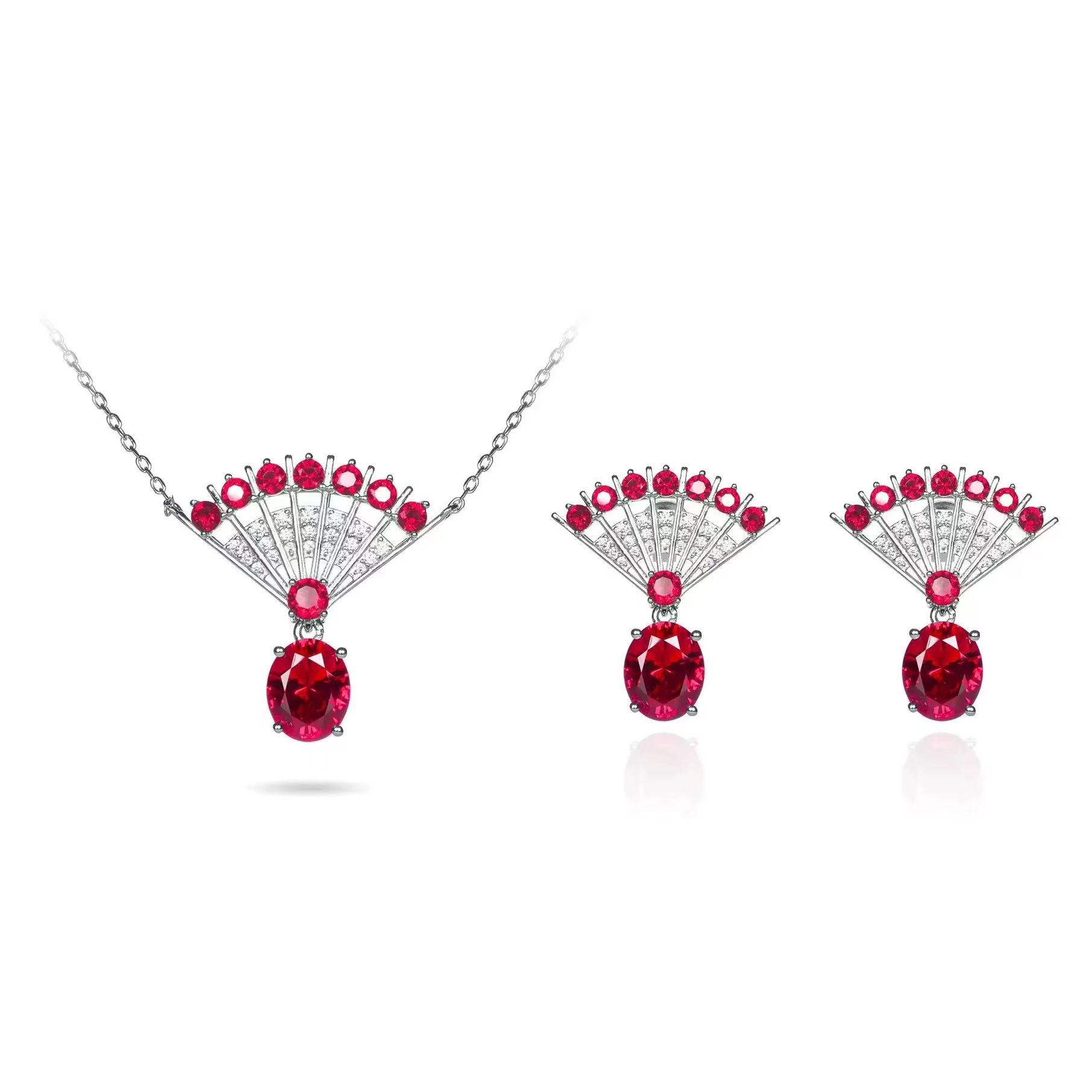 Foydjew – ensemble de bijoux de luxe en corindon rouge artificiel de haute qualité pour femmes