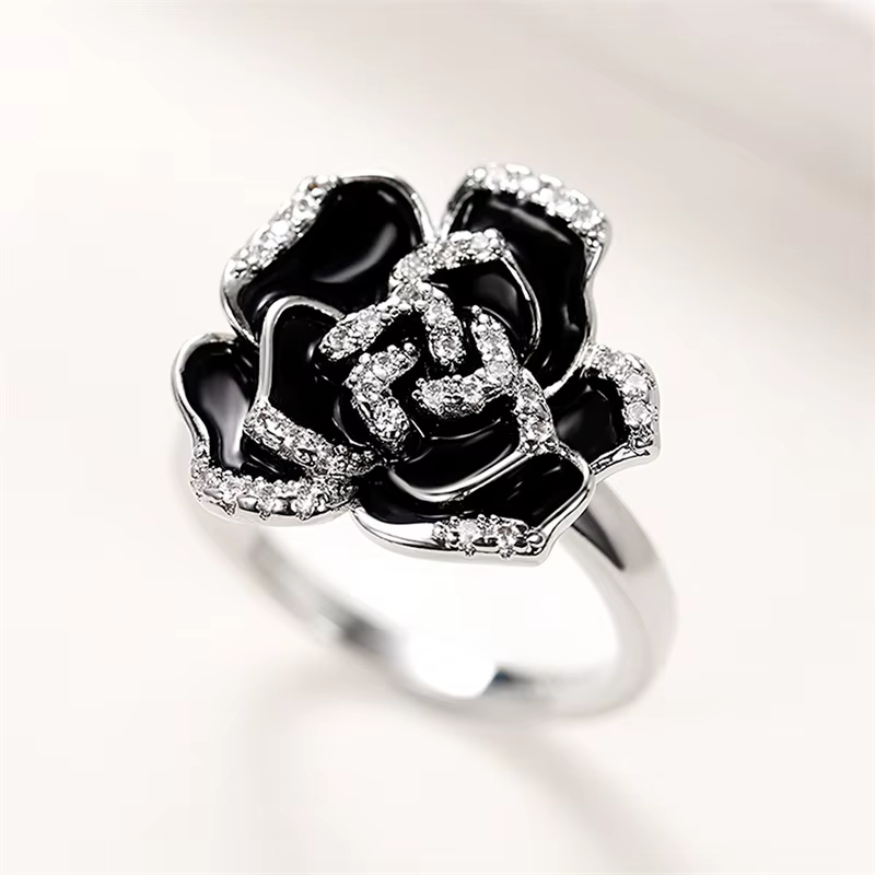 Huitan – bague camélia romantique pour femmes